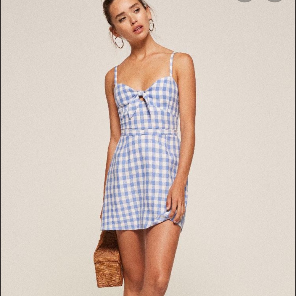 NWOT Reformation Beliz mini dress in blue